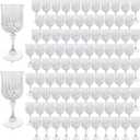 Plastic Wine Glasses, Plastic Goblets Vintage Style Cordial Unbreakable Drinking Glasses, Reusable Drinkware for Wedding Reception, Grand Event Party Supplies (100, Transparent)