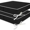 Patio Chair Cushion 19x19x3 Inch Outdoor Waterproof Seat Cushions Indoor Double Piping Durable Comfortable Square Dining Chair Pads Black with Zipper Chair Pad-Set of 2