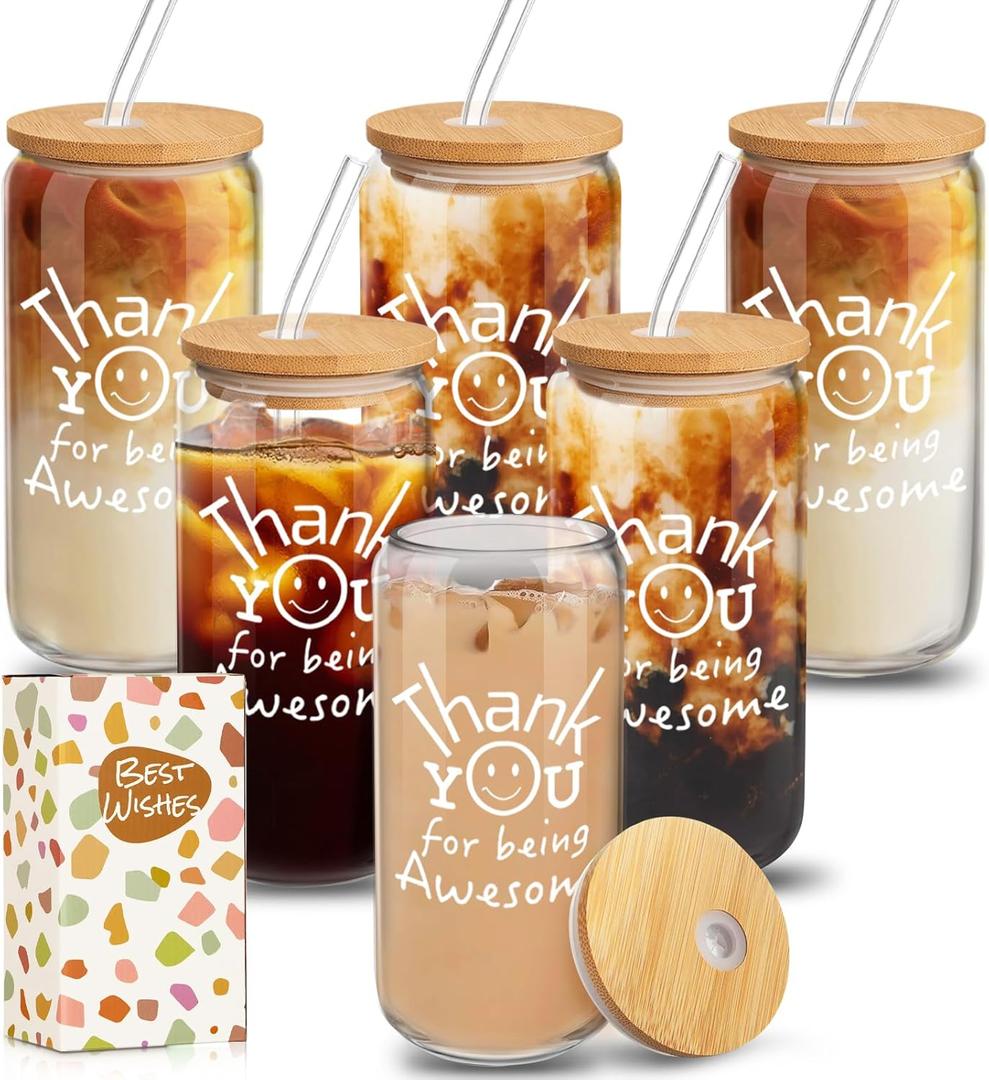 Thank You Gifts Bulk, Employee Appreciation Gifts Bulk, Thank You Gift for Women Men, Appreciation Gift for Coworkers Teacher, 16oz Thank You for Being Awesome Cup 6PCS, Single-Pack