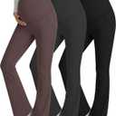 3 Pack Maternity Yoga Dress Pants Over The Belly Pregnancy Pant Stretchy Wide Leg Lounge Trousers with Pocket (Medium, Black, Dark Gray, Taupe)
