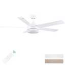 52 Inch White Ceiling Fan with Light and Remote Control.Noiseless,Dimmable,3CCT,6 Speeds Reversible, DC Ceiling Fans for Indoor or Covered Outdoor