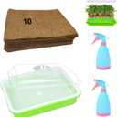 10 PCS 8.46" X 10.6" Microgreens Growing Medium Hemp Jute Mat,Hydroponic Growing Tray,Microgreens Starter Kit Indoor for Watercress Wheatgrass Others