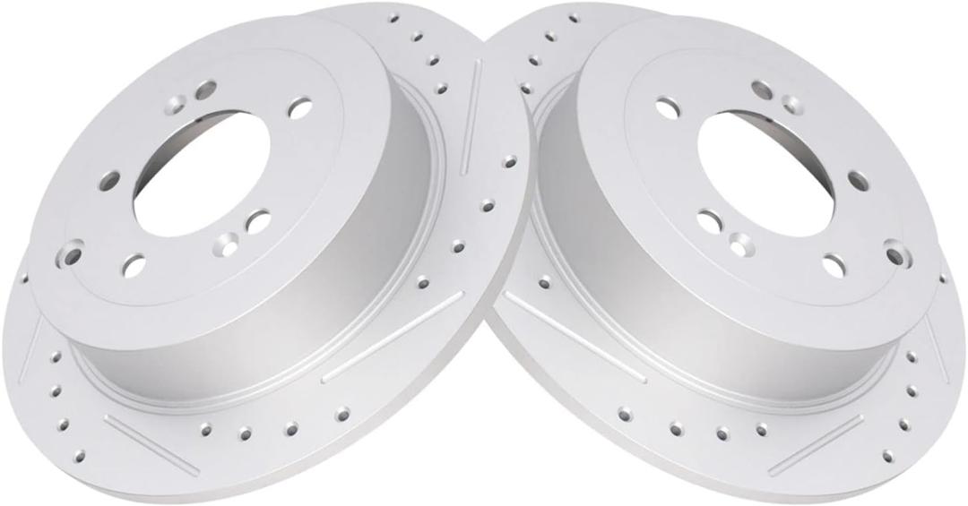 Rear Performance Brake Rotors Set Premium G-Coated Cross Drilled & Slotted Compatible with 2016-2021 Hyundai Tucson 2017-2022 Kia Sportage