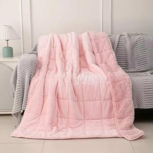 Sherpa 15lb Weighted Blanket for Adult, Both Sides Reversible Velvet Soft Plush Weighted Heavy Blanket for All Season Pink 60in*80in