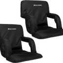 Home-Complete Stadium Seat Chair Bleacher Cushions with Padded Back Support, Armrests, 6 Reclining Positions and Portable Carry Straps, 2 - Pack