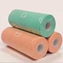 Lazy Cleaning Cloths, Disposable Microfiber Cloths, Reusable Dish Rags, Dry/Wet Use for Dishware, Countertops, Stove, Camping, RVs, Tearable Roll Design (55 Sheets, 9.45"x11.81",Green)