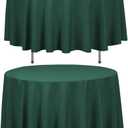 LTC LINENS 2 Pack 90 Inch Round Tablecloth Hunter Green - Wrinkle Resistant Table Cloth for Round Table -Washable Polyester Fabric Table Cover for Wedding, Party