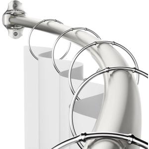 Mcrbeay Curved Shower Curtain Rod, Adjustable 40-72 inches Extra Wide Curved Shower Rods for Bathroom, Rust proof Shower Rod, Stainless Steel Curved Curtain Rod for Shower, Bathtub, Brushed Nickel