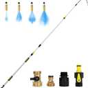 24FT Reach Gutter Cleaner, Gutter Cleaning Tools from the Ground with 3/4" Brass Shut-Off Valve & Bendable 360° Rotating Water Wand, Safe Cleaning for 2-Story Homes