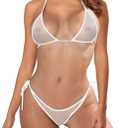 SHERRYLO Sheer Bikini See Through Micro Bikinis Extreme Mesh Slutty Swimsuit Brazilian See Thru G String Thong Bathing Suit M