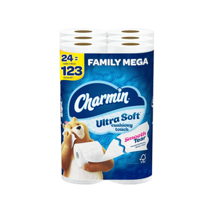 Charmin Ultra Soft Cushiony Touch Toilet Paper, 24 Family Mega Rolls = 123 Regular Rolls