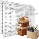 Spampur Peg Board, 8 Pack Metal PegBoard Organizer with Accessories, White Pegboard Panels with 50 Pcs Hooks and Baskets, Wall Organizer for Office, Craft Room Organization, Garage, Sewing Room