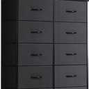 10-Drawer Dresser for Bedroom, Anti-Tip Tall Storage Organizer | Chest of Drawers with Wooden Top and Metal Frame Fabric Bins for Closet, Living Room, Hallway, Entryway, Black