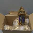 Mumufy 6 Pcs Ramadan Lantern Ramadan Decorations for Home Gold Moroccan Lamp Decor Vintage Lanterns Decorative Eid Mubarak Hanging Candle Lantern for Eid Party Decor (Gold)