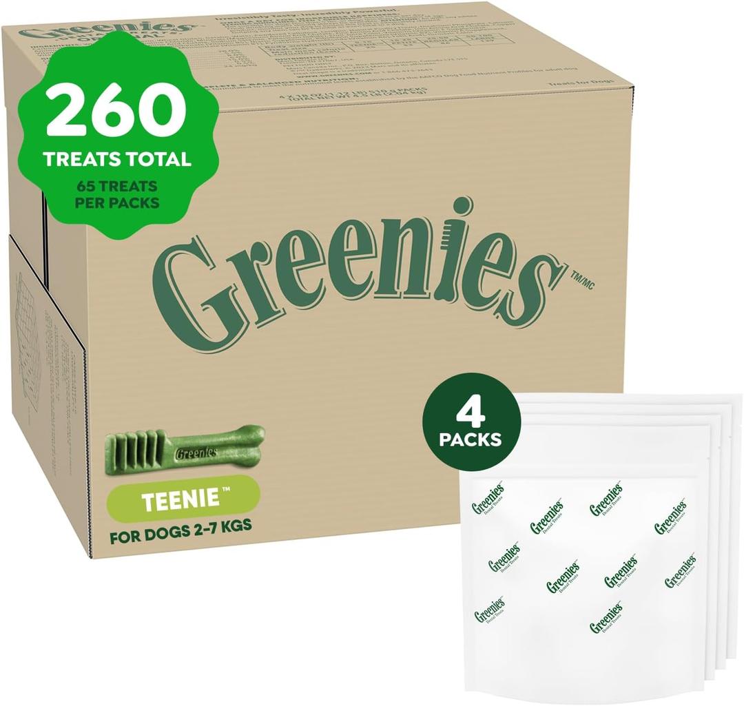 GREENIES Original Teenie Natural Dog Dental Care Chews Oral Health Dog Treats, (260 Treats) 72 oz. Pack, Best By: 01/29/2027