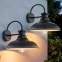 Solar Barn Lights for Outside, Dusk to Dawn Farmhouse Gooseneck Barn Light, 12" Large Black Porch Light Fixture Wall Mount, Waterproof Outside Wall Lights Solar Powered for Porch Garage Patio, 2-Pack