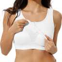 ZeroBound Built in Shelf Bra Crop Tank Tops for Women Scoop Neck Henley Button Sleeveless Shirts Casual Basic Tee Shirt Outfits Going Out (White, XL)
