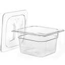 Bekith 6 Pack 1/6 Size Plastic Clear Food Pans with Lids for Kitchen Restaurant Food Prep, 4 Inches Deep