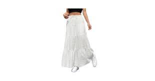 Milumia Women's Long Flowy Western Skirt Boho Tiered Flared Maxi Skirts
Large