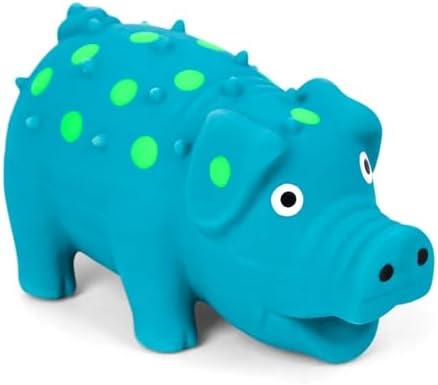 POPLAY Squeaky Latex Grunting Pig Dog Toy, 4 Inch Small Blue Prank Gifts Puppy Chew Toys Rubber Squeeze Gift for Dogs