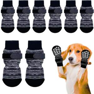Dog Socks 8 Pack to Prevent Licking Paws, Anti Slip Dog Booties and Paw Protectors for Hardwood Floors Hot Pavement, Suitable for Small Medium Large Senior Dogs - Size XX-Large