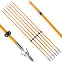 34inch Bowfishing Arrows Solid Fiberglass Shaft with Broadhead for Compound Bow and Recurve Bow Fishing Arrow Archery and Hunting (Pack of 6) (Orange)