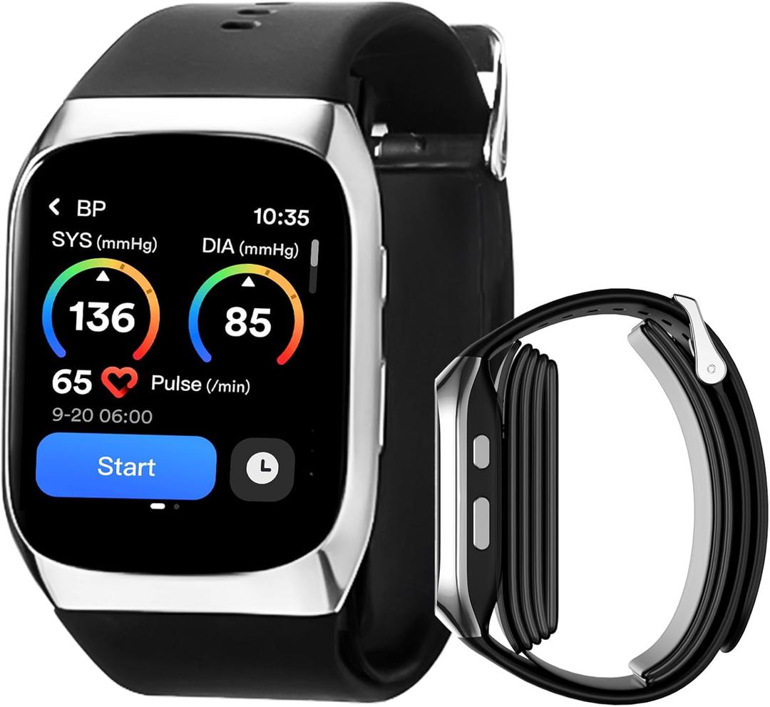 Blood Pressure Smartwatch with Dual Patented Cuff, Wrist BP Monitor Watch 24/7 Sleep Stress Monitoring, Sports Tracking App for Android and iOS Blood Pressure Watch Supports Data Sharing