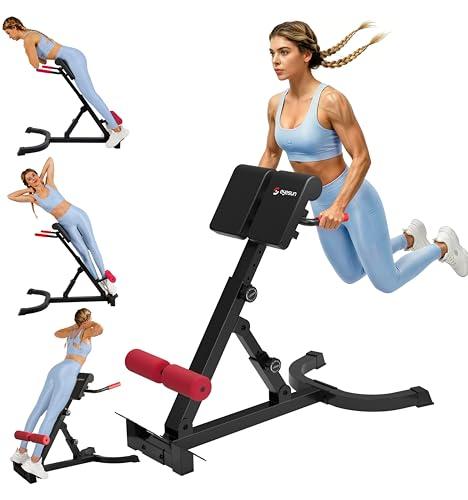 Roman Chair,Foldable Back Extension Machine,Adjustable Ab Back Extension Machine,Core Strength Trainer,Back Exercise Machine for Glute,Ab Workouts,Full All-in-One Body Workout&Home Gym Fitness(Red)