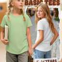 4 Pack Girls Short Sleeve T-Shirts | Crewneck, Rolled Cuffs, Cute Shirts, Summer, Basic Tees, Kids, Teen, 5-14 Years