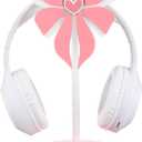 Kingdder Pink Bow Headphone Stand Cute Wood Headphone Stand Adorable Headset Holder Accessories Valentine's Day Gamer Gifts for Teenage Women Girlfriend Office Worker Wife Gamer Room Office Desk