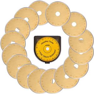 HEADLEY TOOLS Titanium Coated 45mm Rotary Cutter Blades 15 Pack Fits Olfa, Fiskars, Replacement Rotary Blade for Arts Crafts Quilting Scrapbooking Sewing, Sharp and Durable
