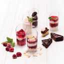 Zezzxu 50 Pack Mini Dessert Cups with Spoons, 2.2 oz Plastic Small Dessert Shotter Cups Slanted Appetizer Cups for Serving Mousse Pudding Triffle