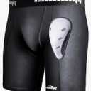 COOLOMG Mens Compression Shorts with Cup Athletic Baseball Underwear for Football MMA Lacrosse Field Hockey L