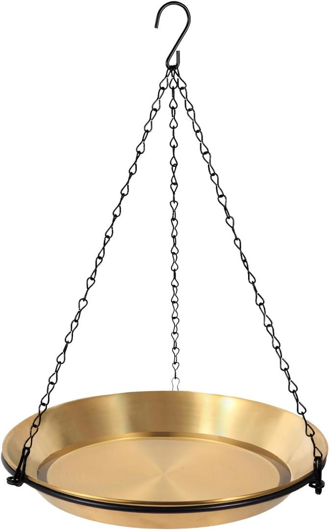 Hanging Bird Bath Bird Feeder Bowl with 16.3 inch Iron Hanging Chain Detachable Outdoor Decor for Garden Backyard Patio and Deck - Perfect for Attracting Birds