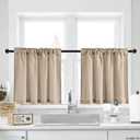 NICETOWN Cafe Linen Tier Curtains - 30 Inch Length Farmhouse Solid Short Small Half Window Curtains with Back Tab & Rod Pocket for Bathroom, 2 Panels, 55Wx30L, Angora