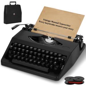 Vintage Manual Typewriter with Ribbon for Typing, Smooth Creative Writing, Letters and Notes, Retro Mechanical Portable Typewriter Machine for Sale, Ideal for Writers, Collectors and Retro Enthusiasts