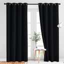 NICETOWN Black Blackout Curtains for Bedroom 84 inches Long - Light Reducing Thermal Insulated Solid Grommet Curtains/Panels/Drapes for Living Room (Set of 2, W52 x L84)