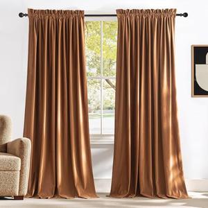 NICETOWN Burnt Orange Blackout Fall Curtains for Sliding Patio Door 2 Panels, 52 inch Wide x 96 inch Long, Privacy and Warm Thermal Insulated Noise Reducing Long Drapes for Large Door Windows