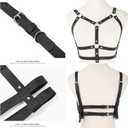 Punk Belt Goth Leather Body Chain Black Waist Chain Belts Sexy Adjustable Body Accessories for Women Girls (Black), One Size
