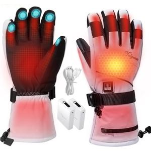 Telguua Heated Gloves for Women Men,Electric Rechargeable Heated Work Glove Ski Mitten Waterproof Touchscreen Heated Gloves (Large, White)