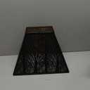 Large Metal Lampshade New Pyramid Shape Design 7'' Top 14'' Bottom 10'' Height ALUCSET Square Bell Shade Lamp Shade Forest Design Black and Gold fits for Table Lamps and Floor Lamps