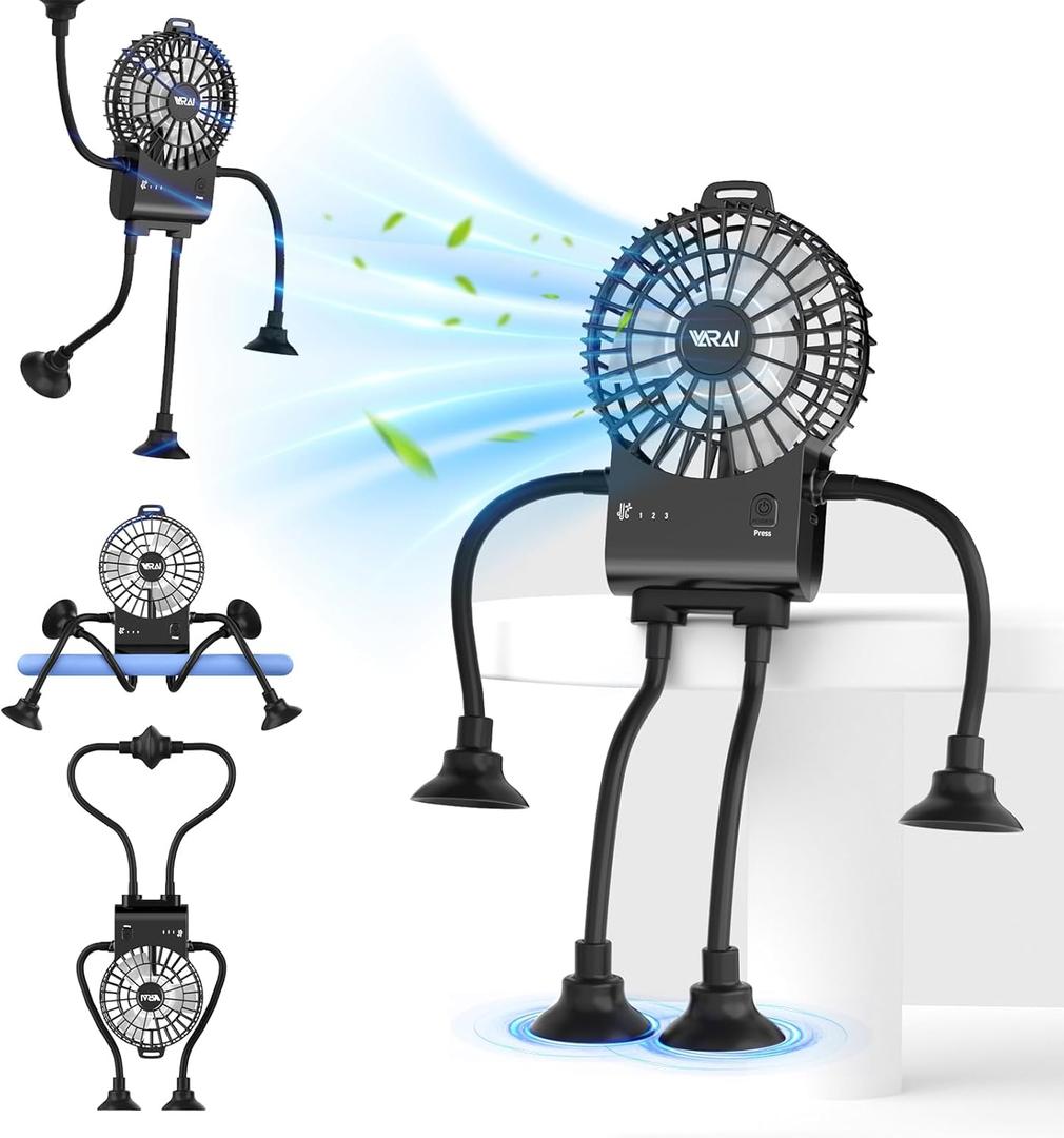 Freestyle Small Robot Fan, Fun Desk Fan with Suckers, Rechargeable Portable Fan and Phone Stand 2 in 1 for Office, Travel and Cars, Black Freestyle Small Robot Fan, Fun Desk Fan with Suckers, Rechargeable Portable Fan and Phone Stand 2 in 1 for Office, Travel and Cars, Black