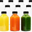 12oz 10pcs Empty Plastic Juice Bottles with Caps,Juice Containers for Juice, Milk and Other Beverages,Clear Juicing Bottles for Food Grade.