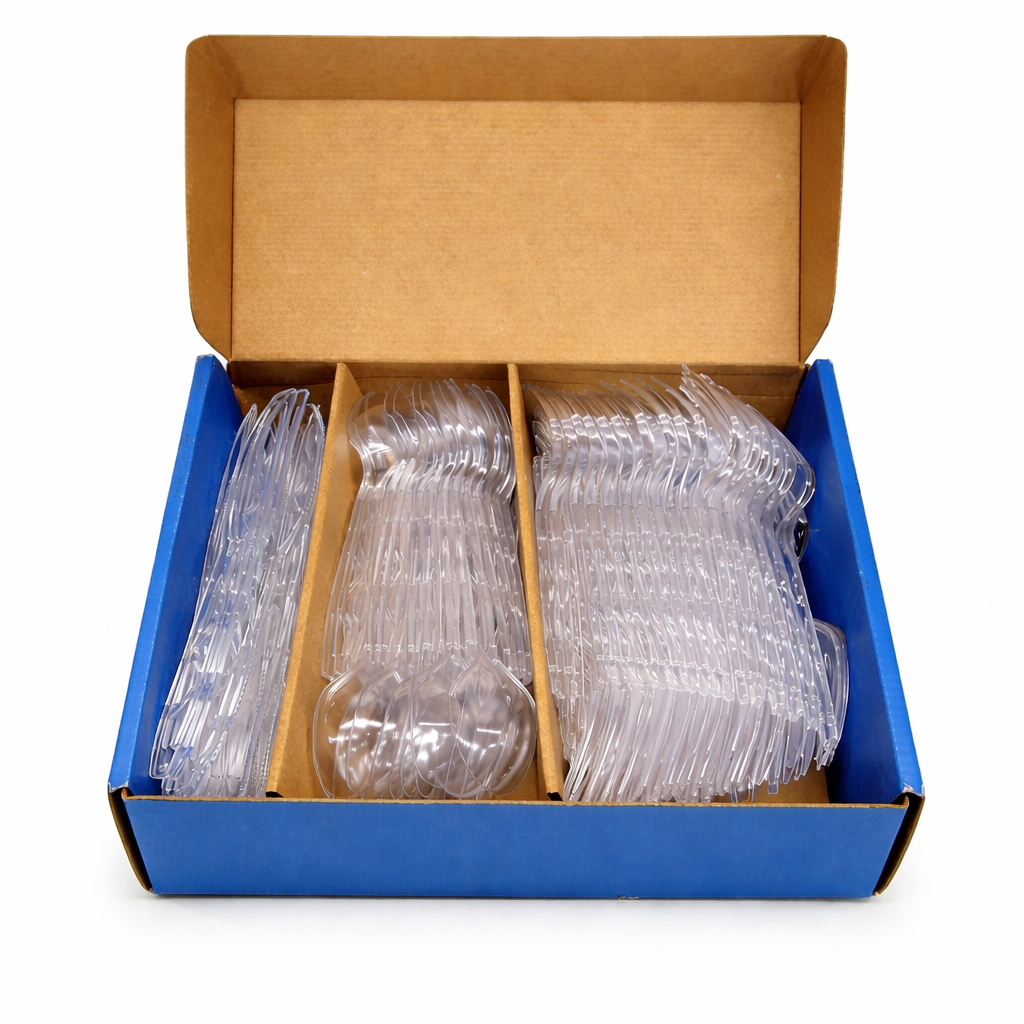 Clear Plastic Cutlery Set with Storage Box