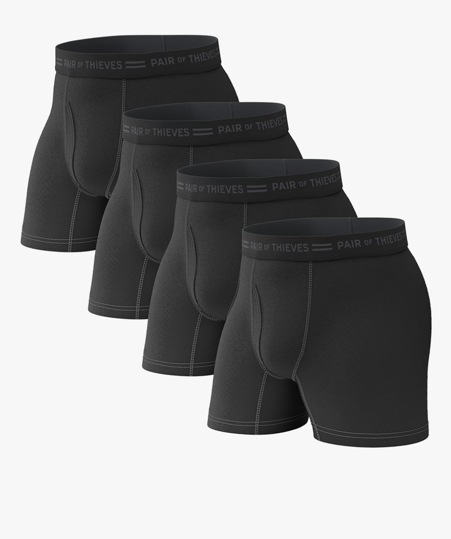 Pair of Thieves Soft Cotton Boxer Briefs for Men Pack (4 Pack) - Tagless Mens Underwear for All-Day Comfort and Support, L