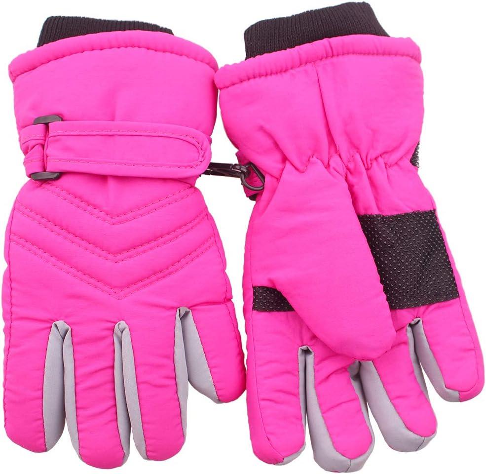 Kids Waterproof Winter Gloves Toddler Snow gloves Ski Gloves For Little Boys Girls (3-5Years, Dark Pink)