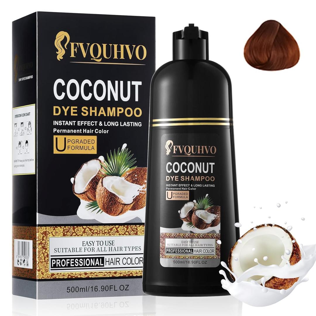 Dark Brown Hair Dye Shampoo, Hair Color Shampoo for Women Men, Covers Gray in Minutes, Coconut Dye Shampoo, Long Lasting Brown Hair Dye, Champu Para Canas, Easy to Apply 16.90 Fl Oz, Best By: 04/08/2027