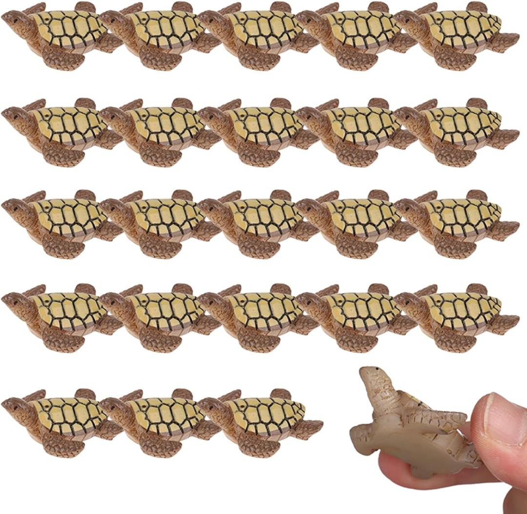 24 Pcs Miniature Sea Turtles Sea Turtle Figures Ocean Animal Figurines Mini Turtle Figurines for DIY Home Fairy Garden Office Fish Tank Birthday Party Favor Decorations