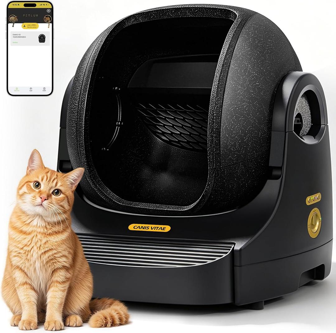 Automatic Litter Box - App-Controlled Self-Cleaning, Large Capacity, Suitable for Multiple Cats, Noise Reduction & Odor Control, Dual Safety Sensors, Comes with Waste Bags, Easy to Maintain