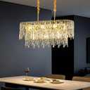 Modern Gold Crystal Lighting for Room,11 Lights Elegant Oval Lamp,31''*11'' Modern Crystal Chandeliers for Dining Room Living Room Kitchen Foyer Hallway Staircase